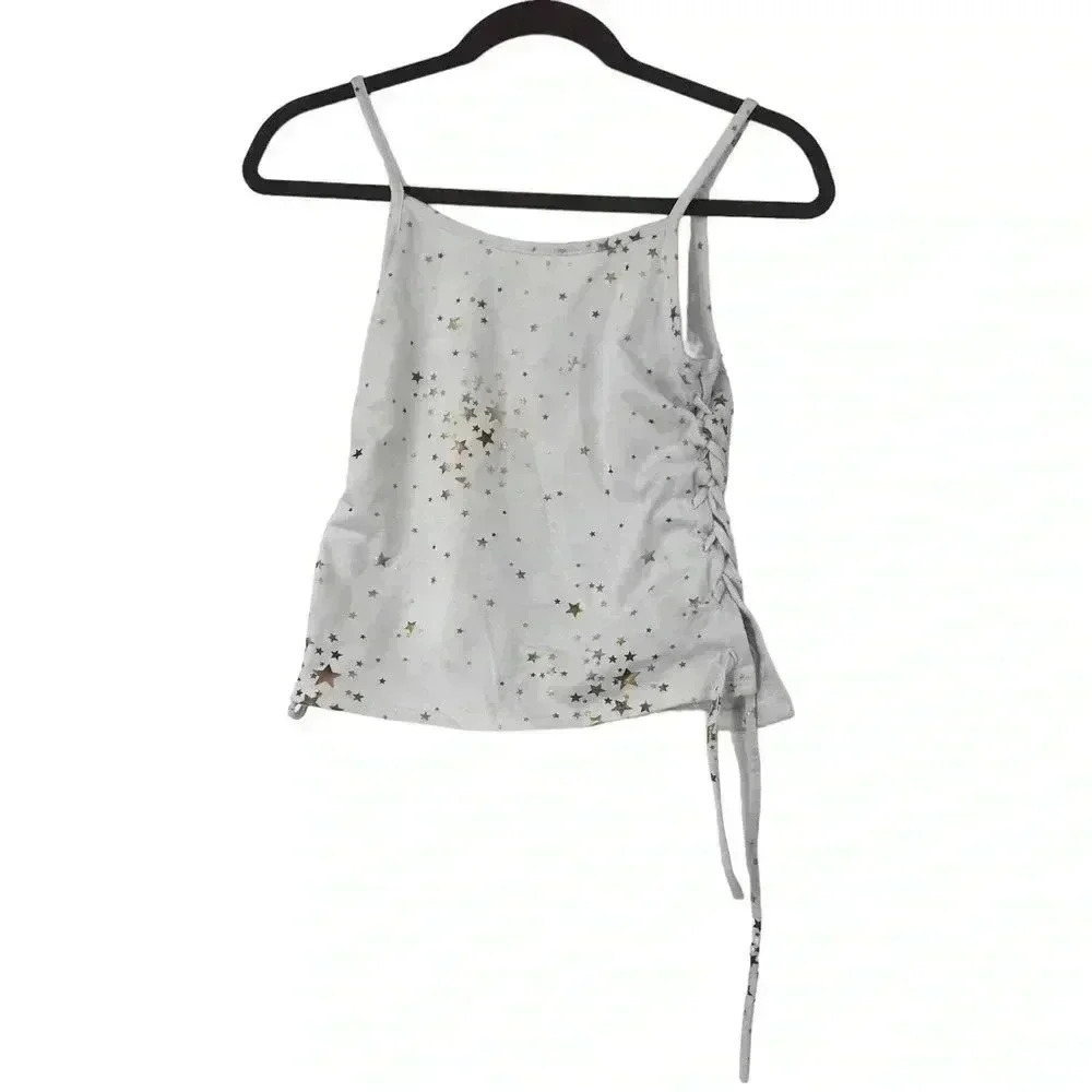 PINC SHIRT GIRLS XL PREMIUM WHITE GOLD SILVER STAR TANK TOP STYLE 22880K - Picture 5 of 13